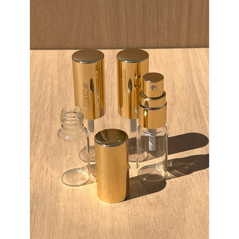 10 Frascos Flaconete De Vidro Decant 15ml de Perfumes Válvula Spray Luxo Ouro Branco Top