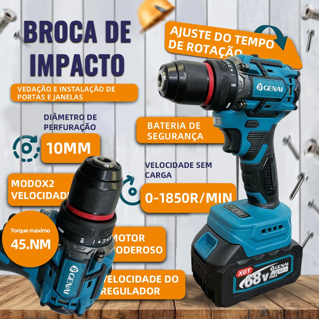 Brushless Kit 4 Em 1 Ferramentas Martelete Esmerilhadeira