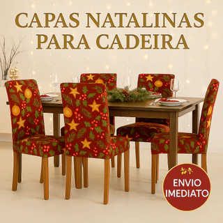 Capas Natalinas para Cadeira Malha Gel Spandex | Ajuste Perfeito e Lavável