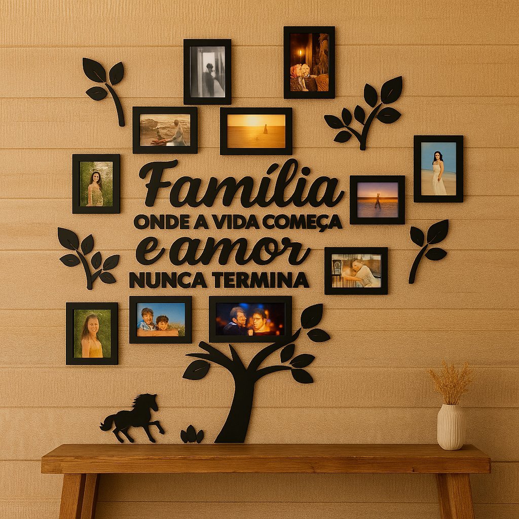 Painel Família em MDF com Molduras e Frase Decorativa – Amor e União ...