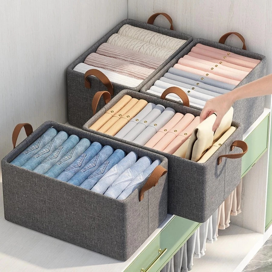 Caixas Organizadoras Armazenamento Reforçadas para Guarda-Roupas ...