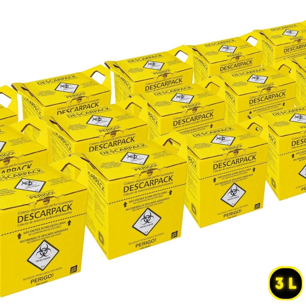 Caixa Coletora Descarpack 3L — Perfurocortante, Trava de Segurança ...