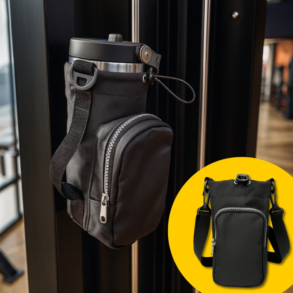 Bolsa Porta Squeeze Magnetica Garrafa Agua Bolso De Celular com ziper Gruda no ferro academia