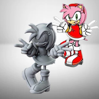 Action Figure Amy Rose – Sonic – Resina 3D de Alta Qualidade – Sem Pintura – Ideal para Colecionadores e Customização