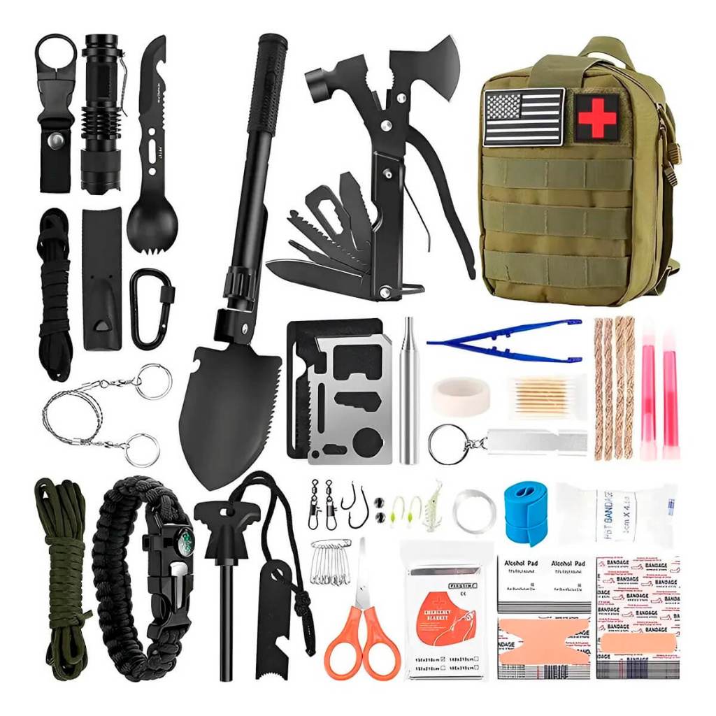 Kit de Sobrevivência Emergência 28 em 1 trilha camping Pescaria ...