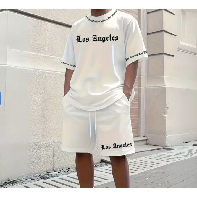 Conjunto Camiseta Street Oversized + Bermuda Moletom Los Angels