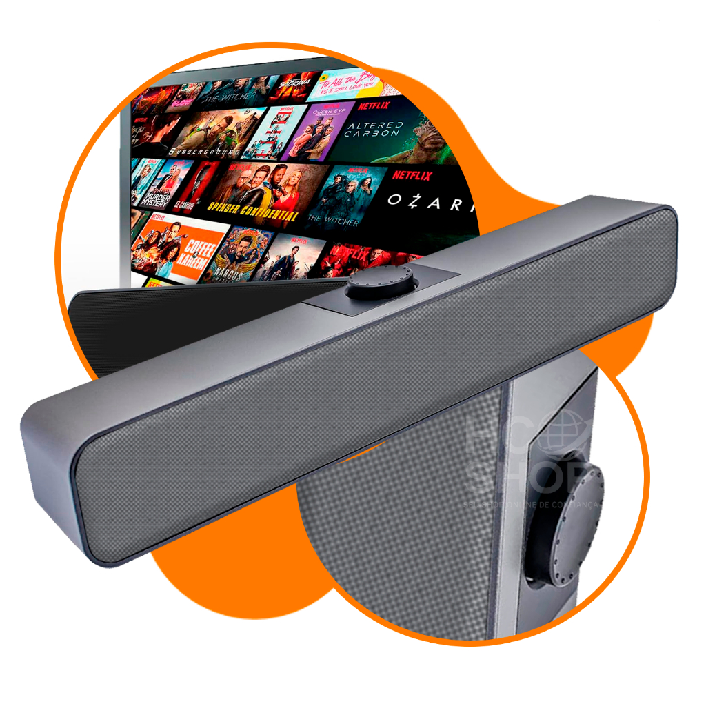 SoundBar Caixa de som Potente Com Fio para Notebook Pc Games Video Game ...