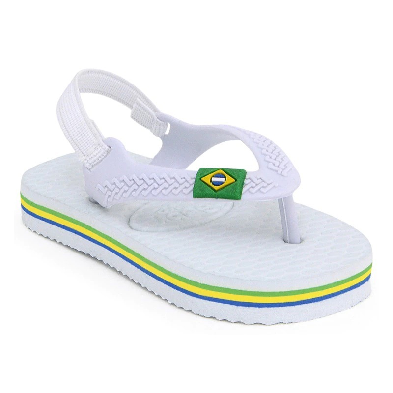 Chinelo De Dedo Bebê Sandália Infantil Elastico Super Macia Leve Confortável Detalhe Bandeira Brasil