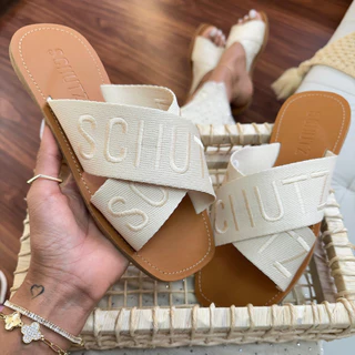 Sandália Feminina Rasteira Rasteirinha Flat X Bordado Confortável Estilosa Casual Moda Verão