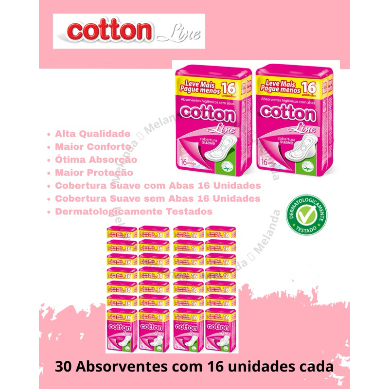 KIT 30 PACOTES DE ABSORVENTES COM 16 UNIDADES CADA COM E SEM ABAS SUAVE ...
