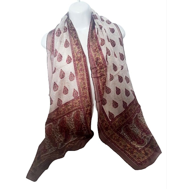 Lenço echarpe indiano retangular em seda pura importados | Shopee