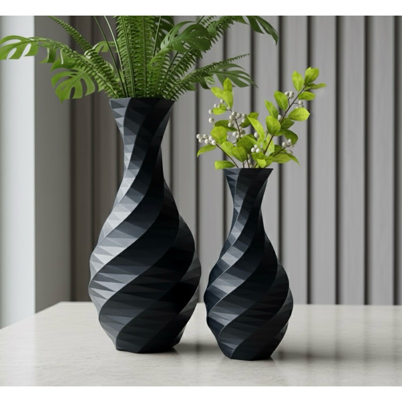 Kit 2 Vasos Decorativos Geométricos Impressão 3D - Varias Cores