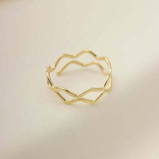 Anel Ajustável Feminino Aro Duplo, Semijoia Banhado a Ouro 18k, Elegante Uso Diário