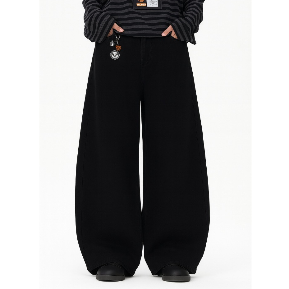 Calça Jeans Baggy Reta Estilo streetwear Balão