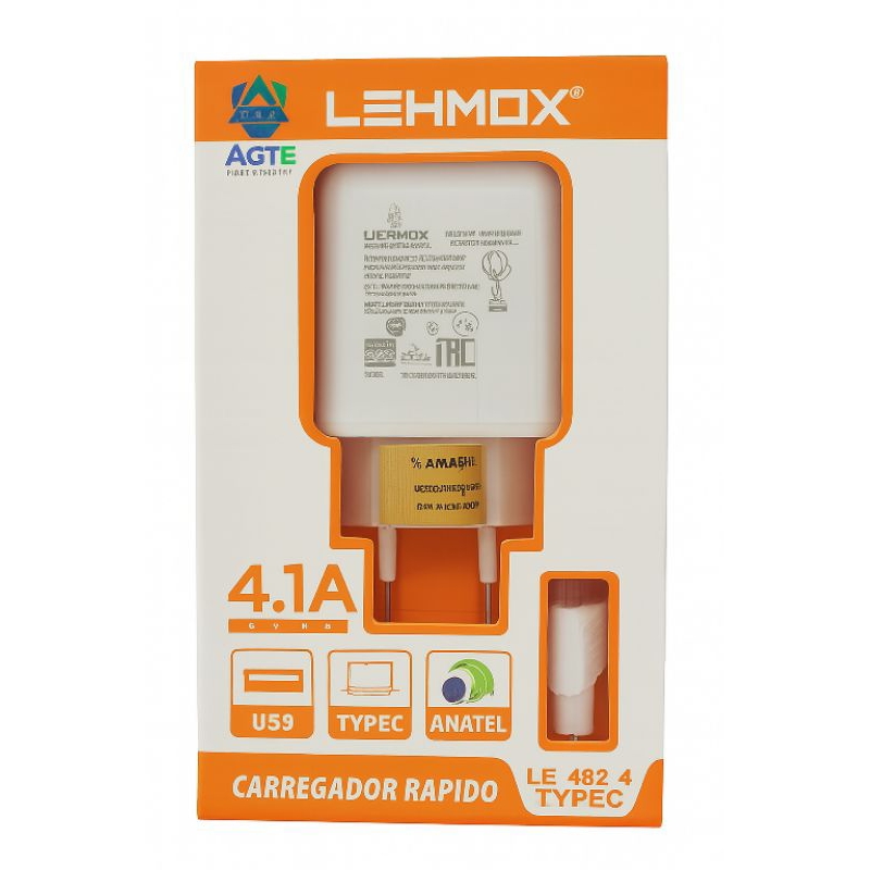Carregador Rápido LEHMOX 4.1A Tipo-C com Certificação Anatel – USB ...