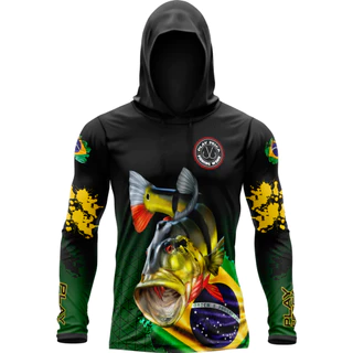 CAMISA COM CAPUZ PLAY PESCA COM PROTEÇÃO SOLAR UV50+ TUCUNARÉ