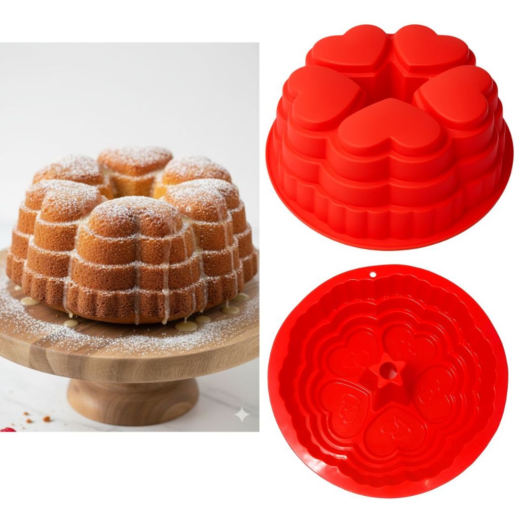 Forma De Silicone Coração 23X8cm Antiaderente Assadeira Bolo