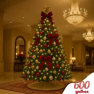 Árvore De Natal Pinheiro 210cm 600 Galhos Cheia Premium Verde Promoção