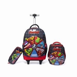 Kit Mochila Lancheira Estojo Rodinha Escolar Masculino Infantil Marvel em Oferta na Shopee
