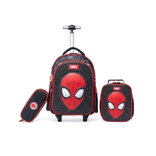 Kit Mochila De Rodinhas Homem Aranha Escolar Lancheira Estojo