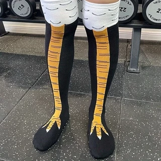 Meia Pé de Frango Galinha Galo Divertida Algodão Crossfit Esportiva Academia Cano Alto