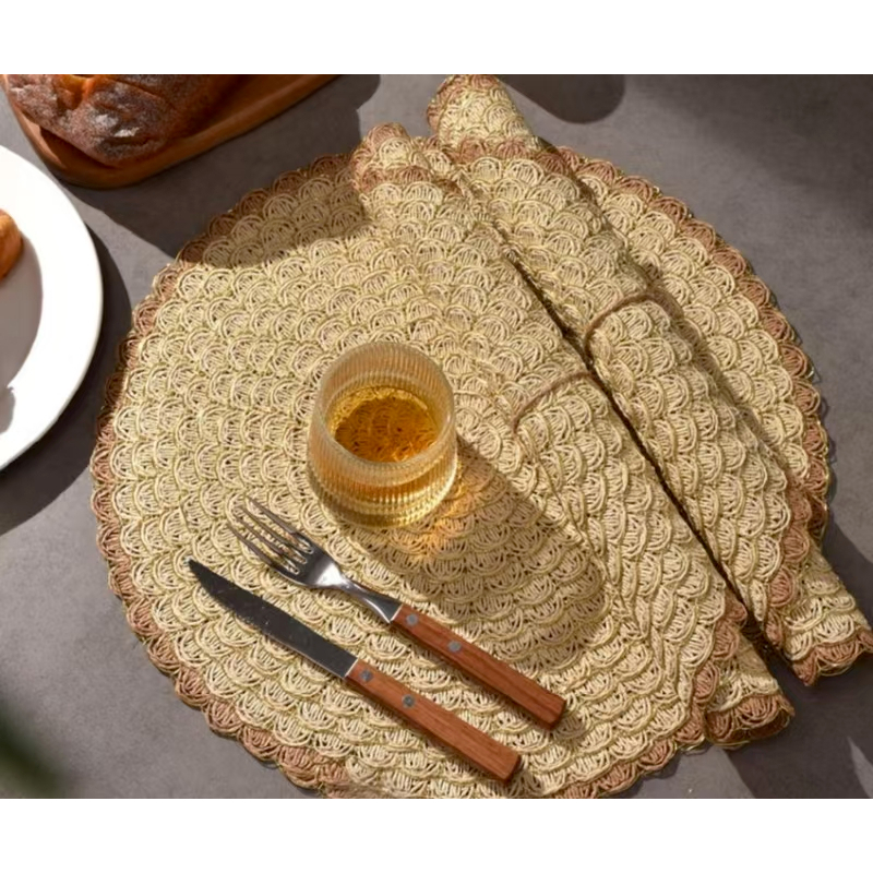 Imagem do produto 6 ou 12 Peças Jogo Americano Kit Trançado Redondo para Mesa de Jantar Sousplat Decorativo