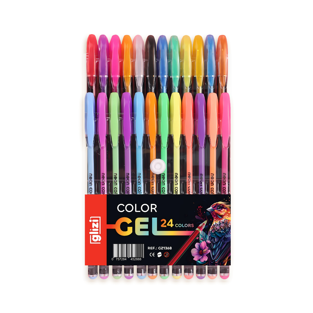 Kit com 12/24/36/48 Cores Caneta Gel ColorGel Tinta Glitter Pastel
