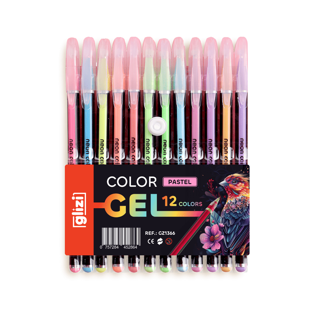 Kit com 12/24/36/48 Cores Caneta Gel ColorGel Tinta Glitter Pastel