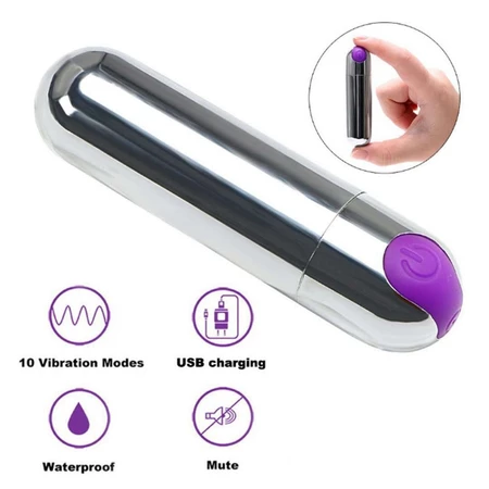 Vibrador Bullet Aveludado — 10 Modos · Recarregável USB