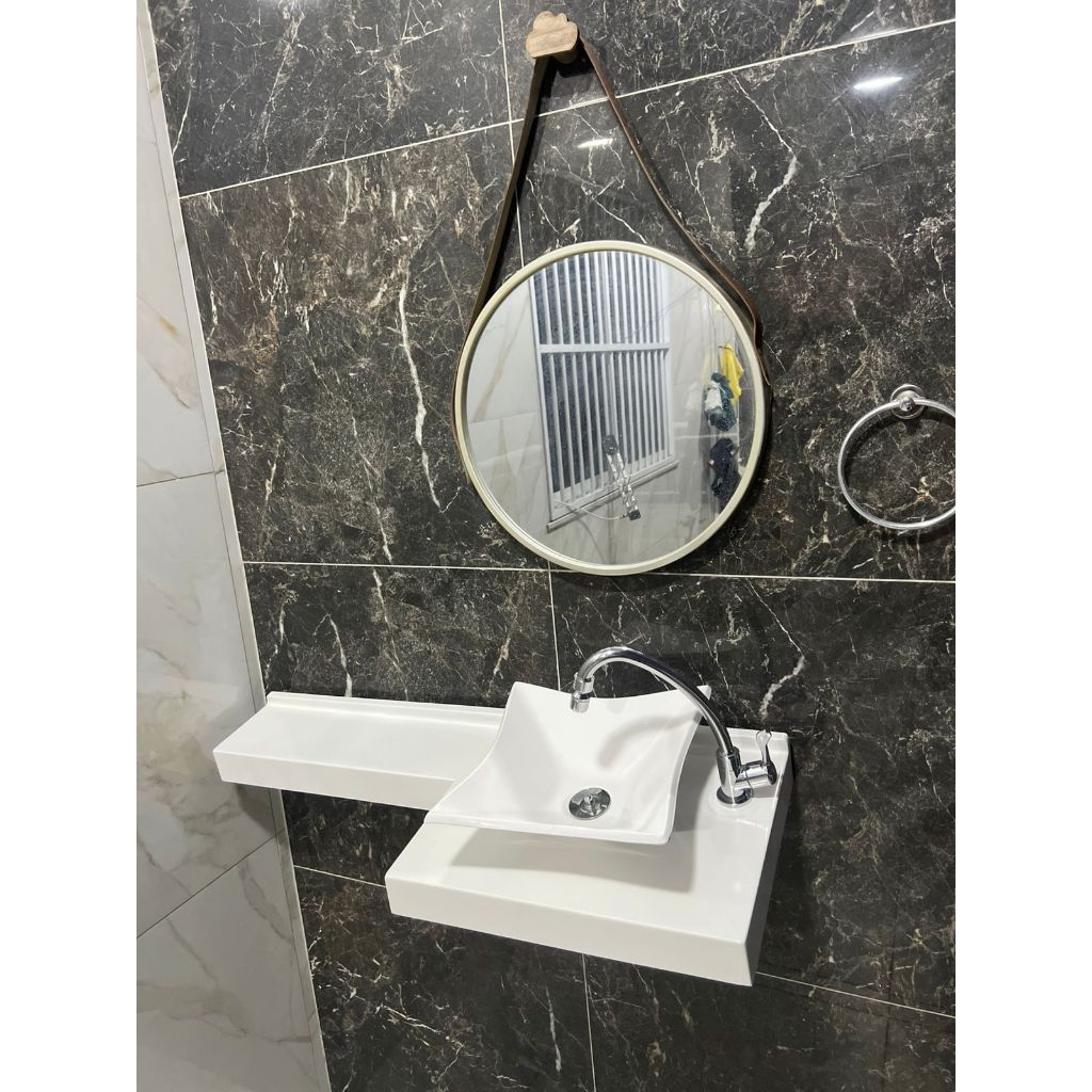 Bancada em L com Cuba Sobrepor 35x93cm Rajado de Preto / Pia em Mármore ...