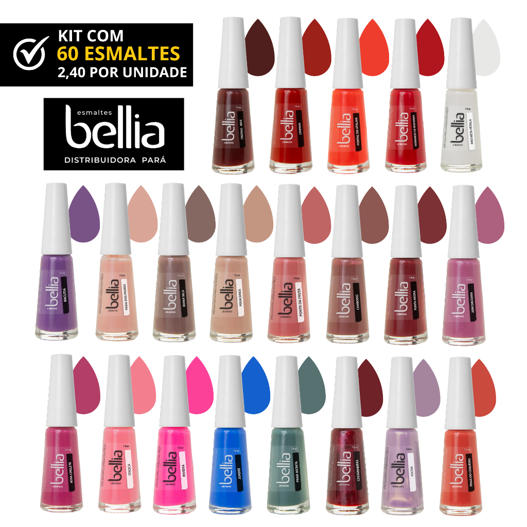 Kit 60 Esmaltes Bellia 7,5ml Lançamento 2026 Promoção Atacado Barato ...