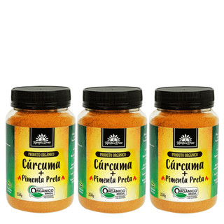 Kit 3 Cúrcuma em Pó Orgânica Kampo De Ervas 250g Açafrão da Terra 100% Puro Natural Vegano SemGlúten