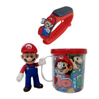 Kit 3, Boneco do Mario + Relogio Digital + Caneca Personalizada Super Mario Word em Oferta na Shopee
