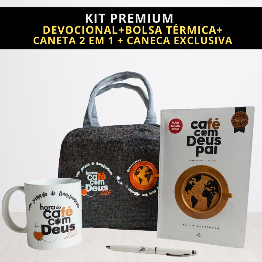 Kit Devocional Café Com Deus Pai + Bolsa Termica+caneca+caneta