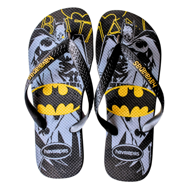Chinelo de Borracha Preto do Batman Adulto Estampa Super-Herói | Confortável e Antiderrapante
