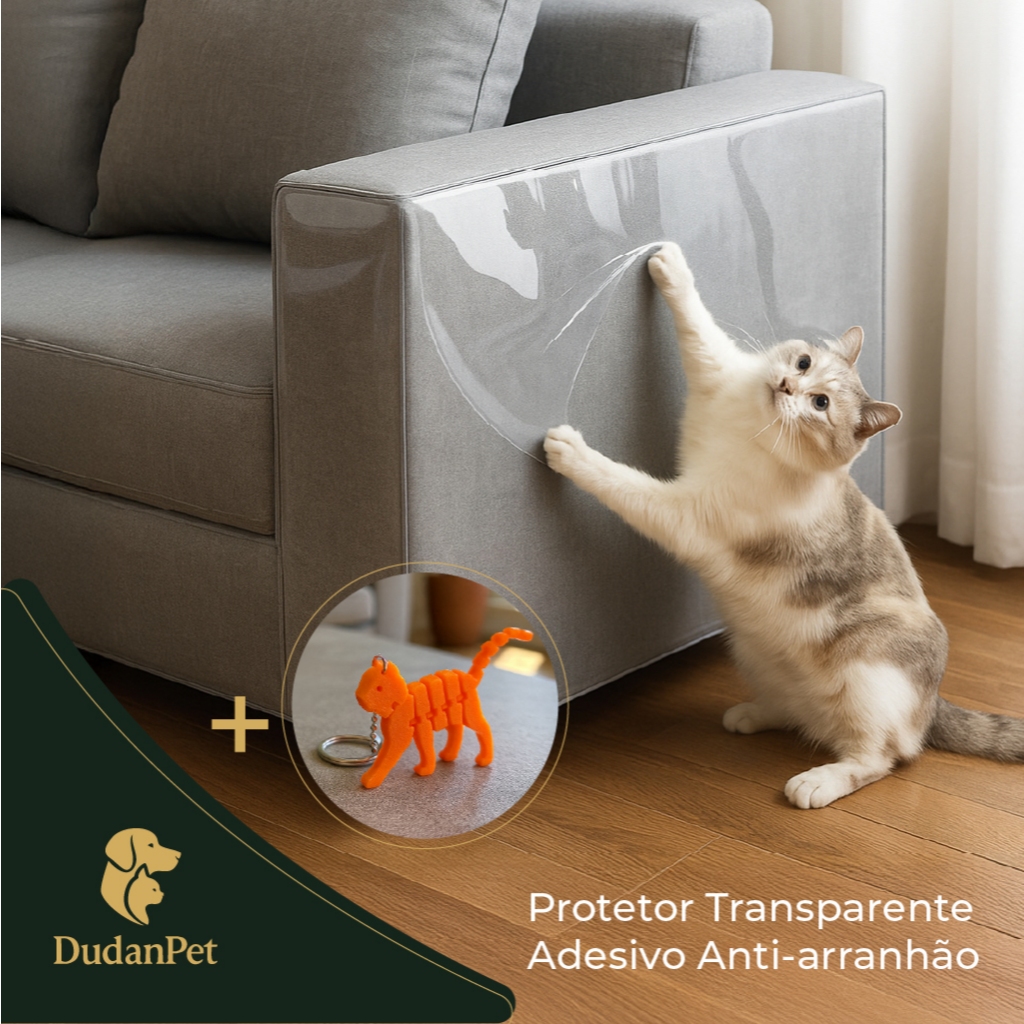 Kits Protetor Sofá Móveis Adesivo Gatos Anti-arranhão Arranhador Transparente 30X300cm + BRINDE