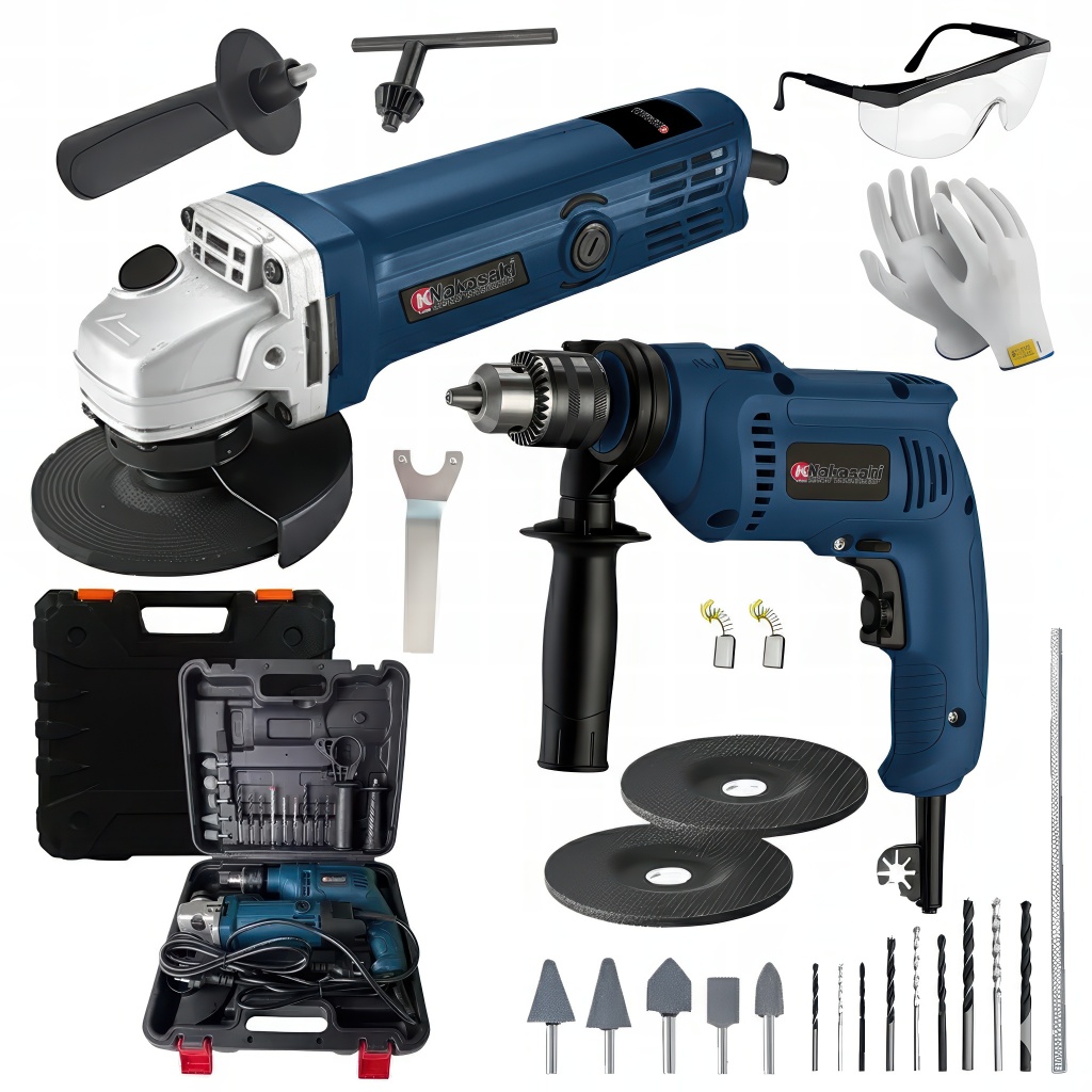 Kit Lixadeira Esmerilhadeira Angular e Furadeira de Impacto 3/8 pol ...