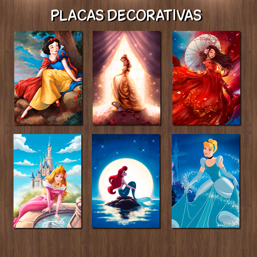 Disney Princess パネル Placa Quadro Decorativo Princesas Disney Ariel Frozen Cinderela