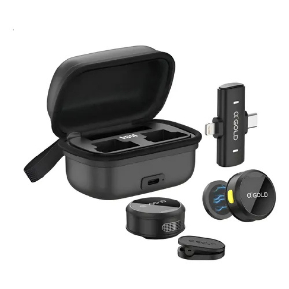 Microfone De Lapela Sem Fio Magnetico 2 Em 1 Lightning E Type-c