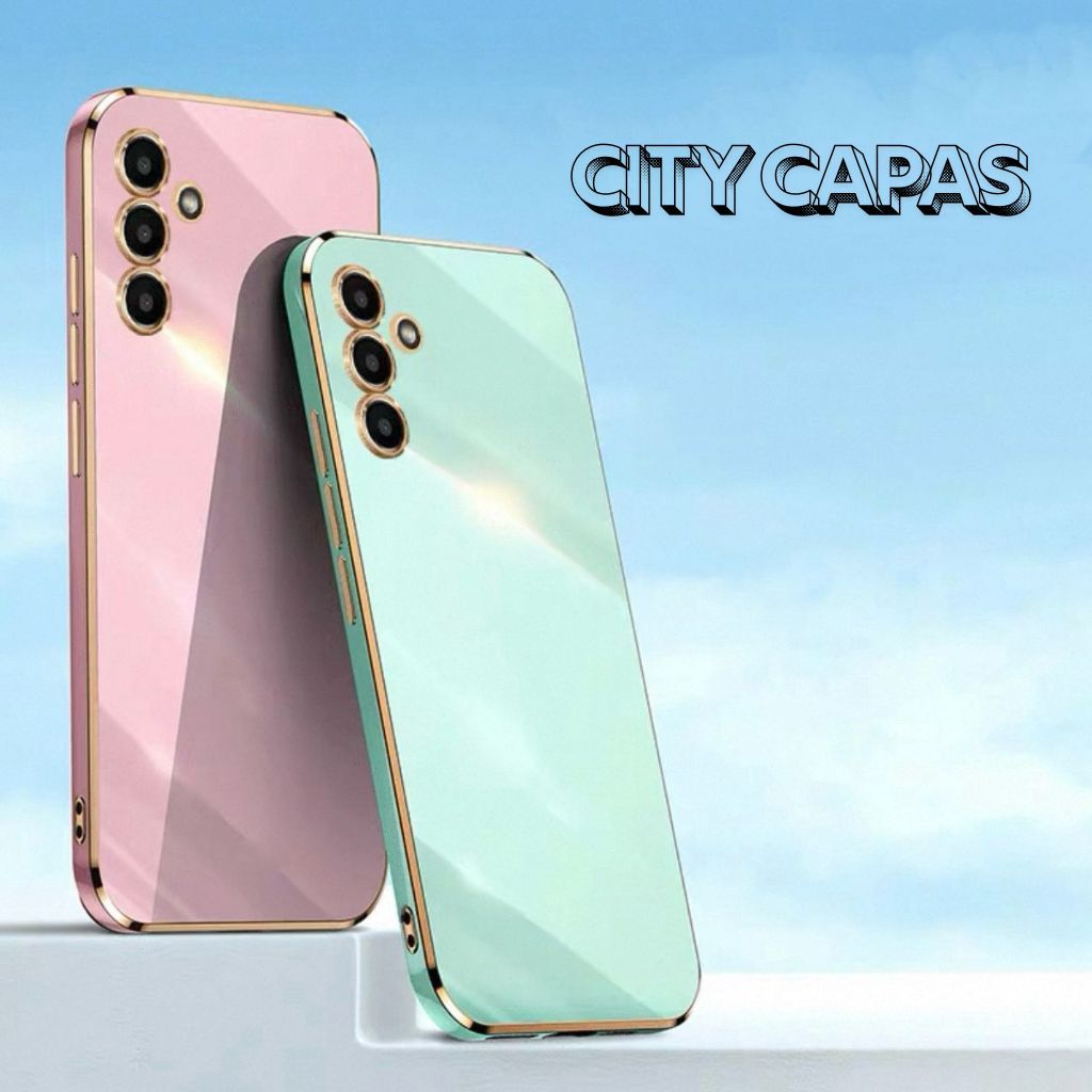 City Capas - Capinha Samsung Galaxy A56 A36 A26 A16 A06 M12 M32 M52 M13 M33 M53 G570 Borda Dourada