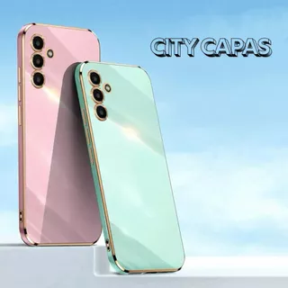 City Capas - Capinha Samsung Galaxy A56 A36 A26 A16 A06 M12 M32 M52 M13 M33 M53 G570 Borda Dourada