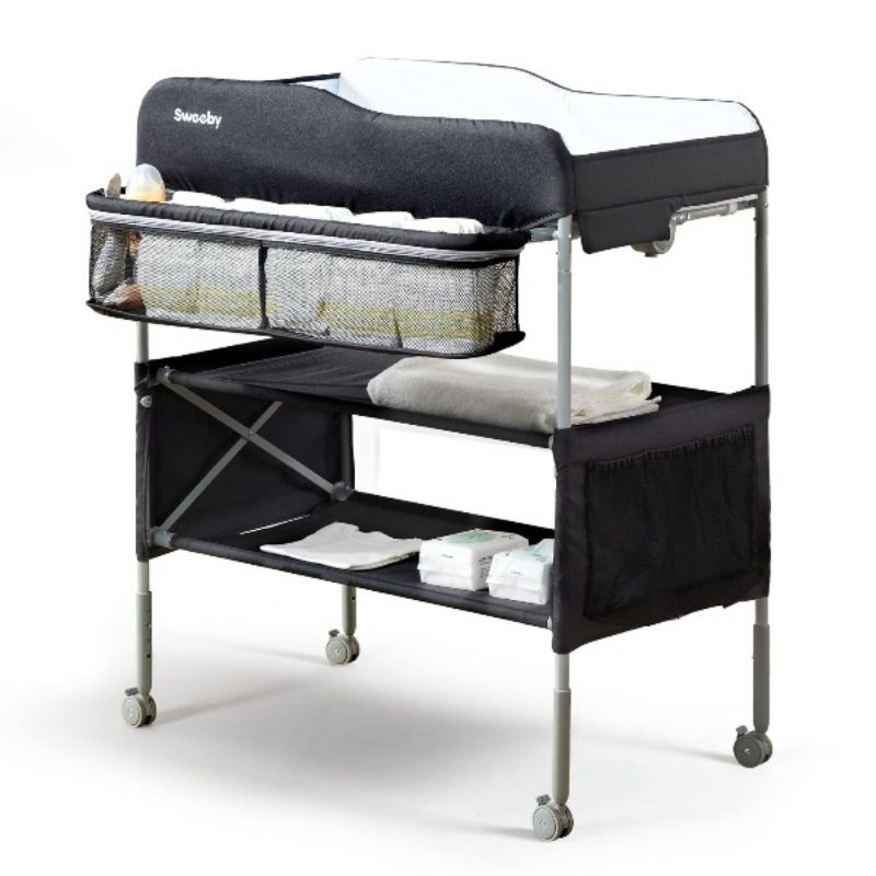 Trocador de bebê dobrável portátil fraldário cinza ou preto | Shopee Brasil