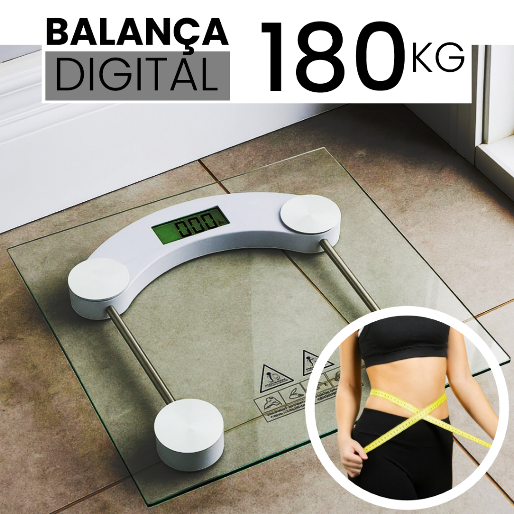 Balança Digital Com Display Digital LCD Vidro Temperado Transparente ...