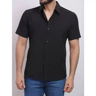 camisa social manga CURTA microfibra com Elastano Slim fit nao massa passa fácil