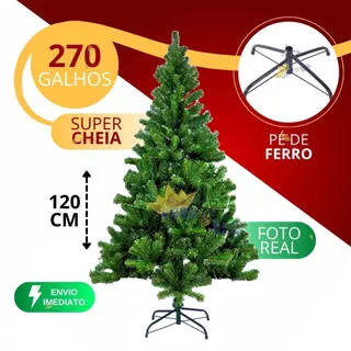 Árvore de Natal 120 cm 270 Galhos Exclusiva Super Cheia Grande Luxo Decoração de Natal 2025