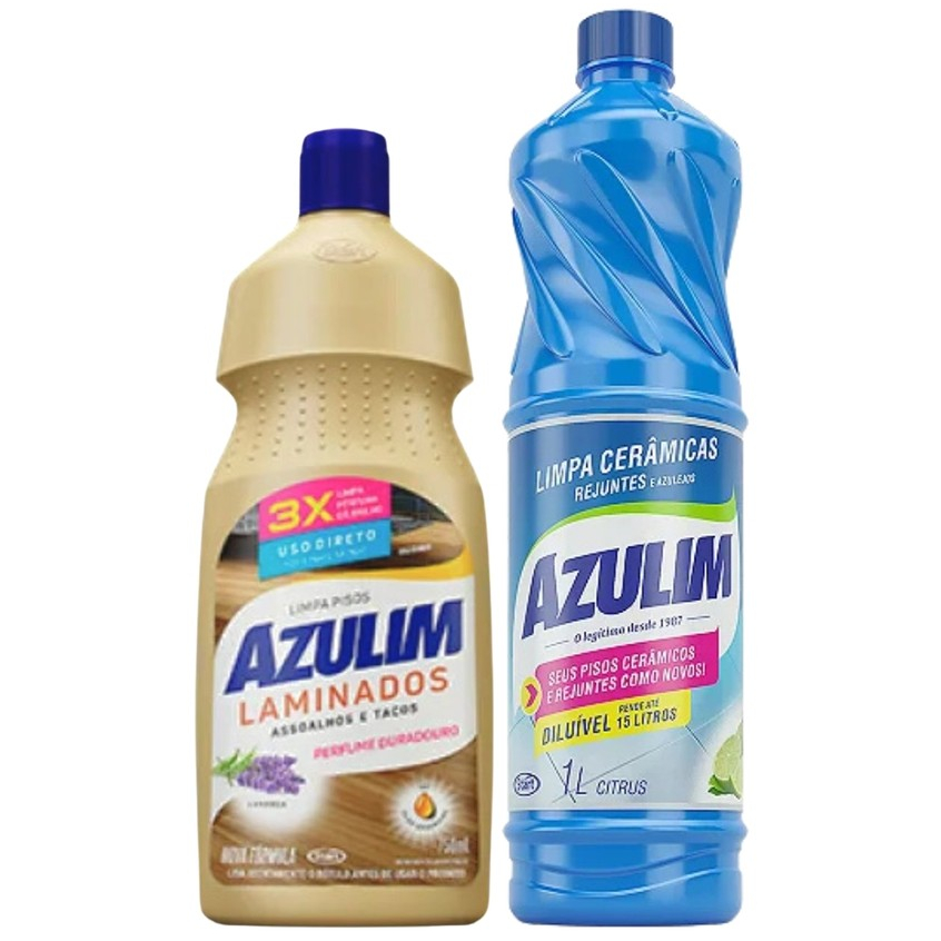Kit Limpa Pisos e Ceramicas Azulim - 1L Citrus e Limpa Laminados 750ml ...