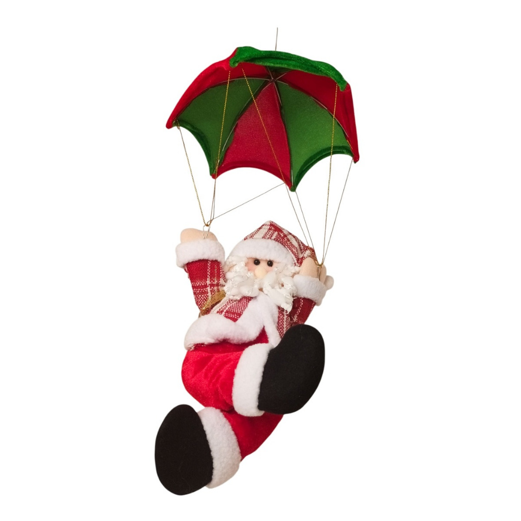Papai Noel Paraquedas Enfeite Decoração de Natal Boneco De Pelúcia