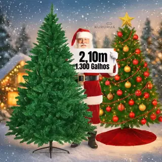 Árvore De Natal Verde 2,10m Pinheiro Grande Sistema Guarda Chuva Luxo Premium Alta Qualidade Véspera Natalina 1,80m 1,50