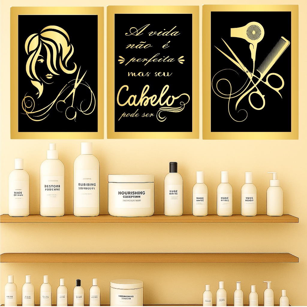 Quadro Composição E Placas Decorativas Salão de Beleza Cabelereira ...