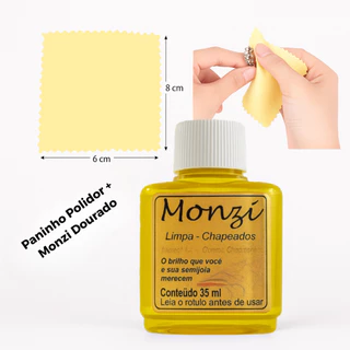 Limpa Dourado monzi original frasco 35ml com ou sem mini flanela polidora (ESCOLHA SEU KIT) em Oferta na Shopee